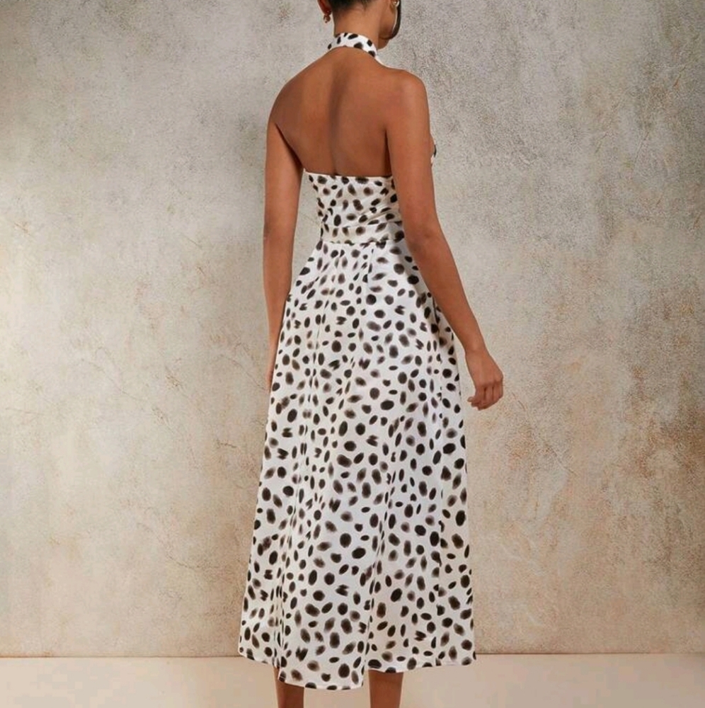 Women's Fashion Backless Halter Neck Full Print Dress For Summer - Picture 3 of 7